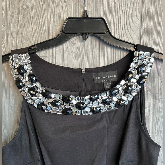 NWT Connected Little Black Dress Bejeweled Collar Size 12 - Picture 3 of 8